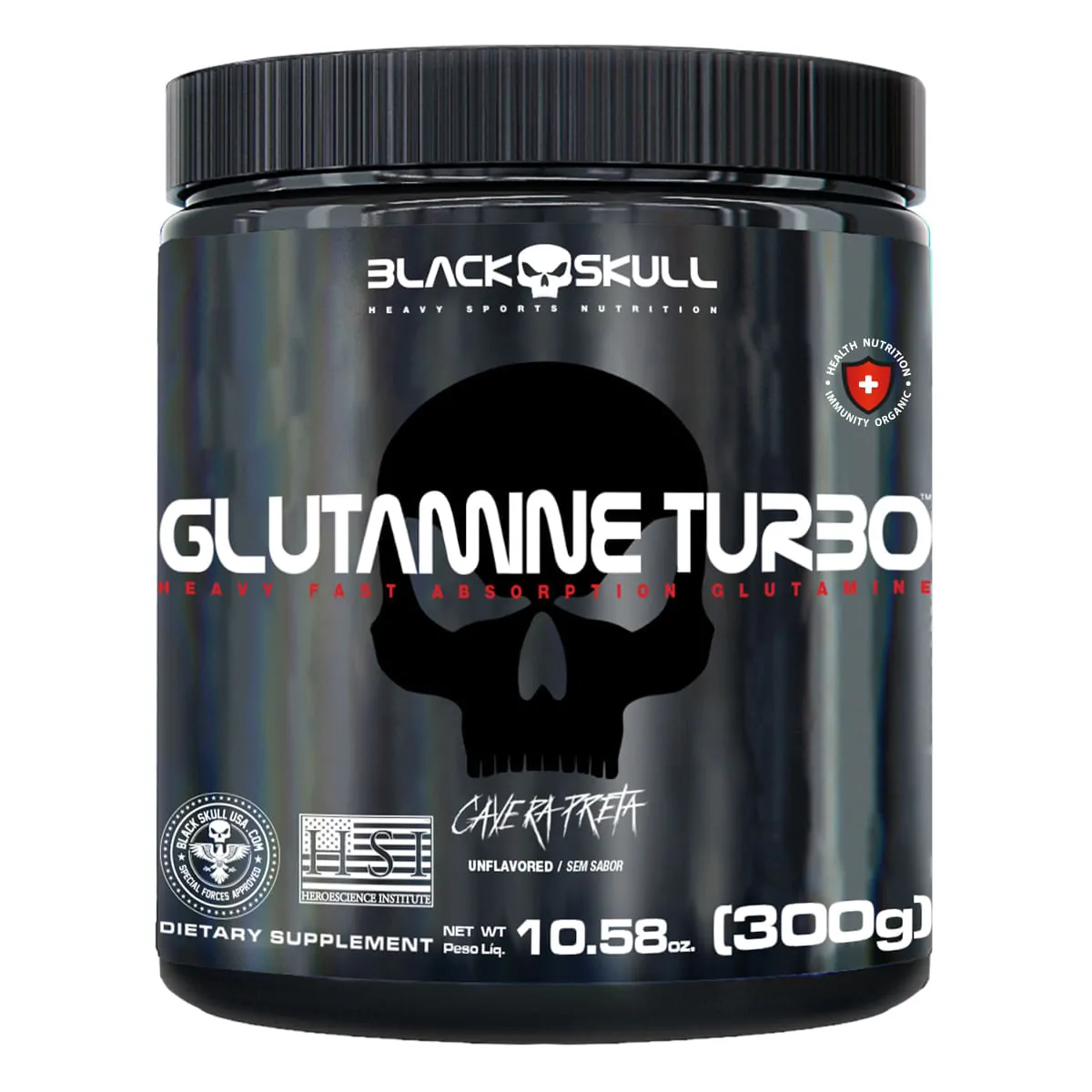 Glutamine L-Glutamina Pura Turbo 300g - Black Skull