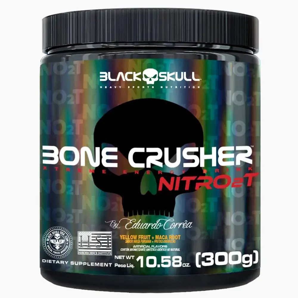 Novo Bone Crusher Nitro 2t - Pré-Treino 300g - Bone Crusher Nitro 2t Yellow Fruit 300g