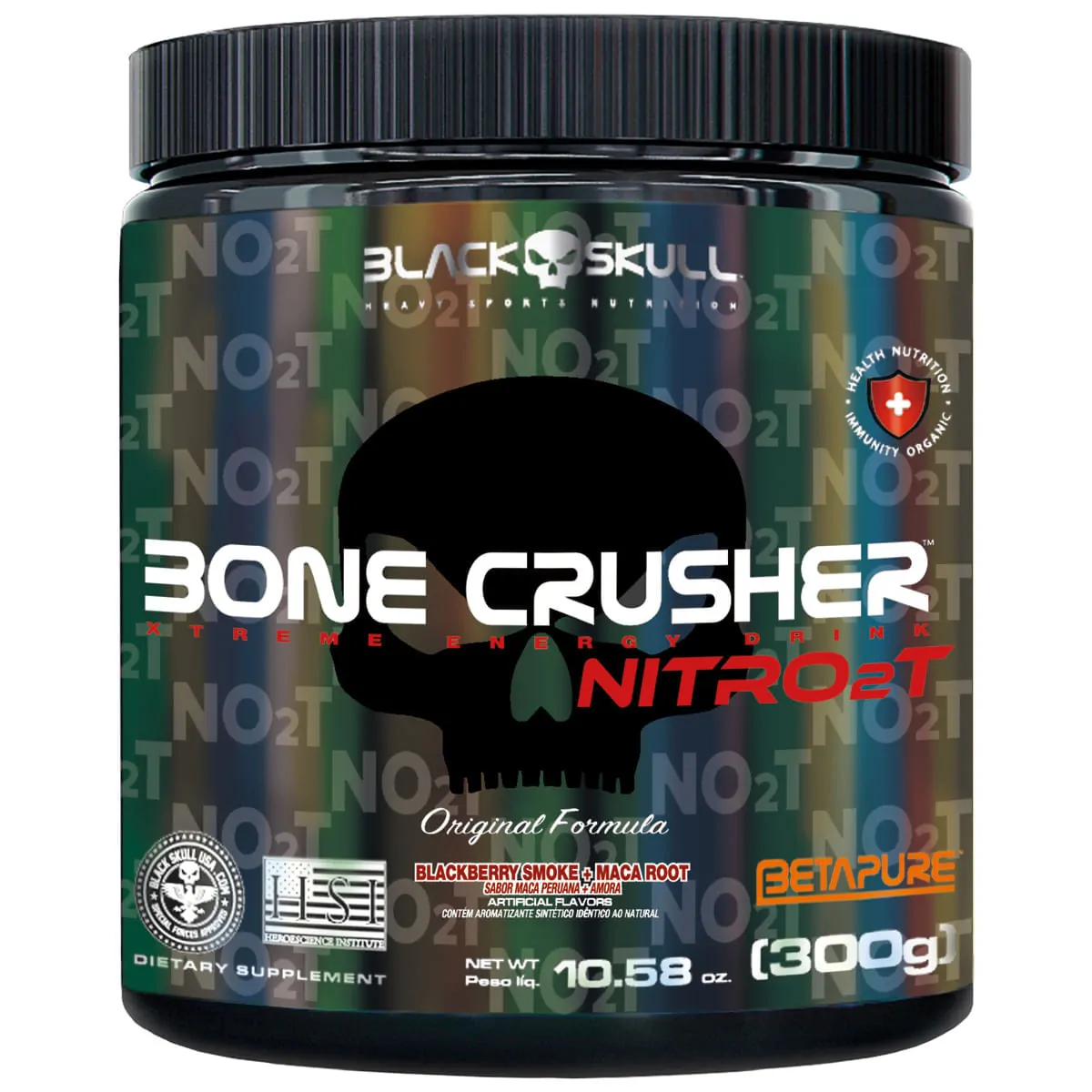 NOVO BONE CRUSHER NITRO 2T - PRÉ-TREINO 300G - BONE CRUSHER NITRO 2T BLACKBARRY 300G