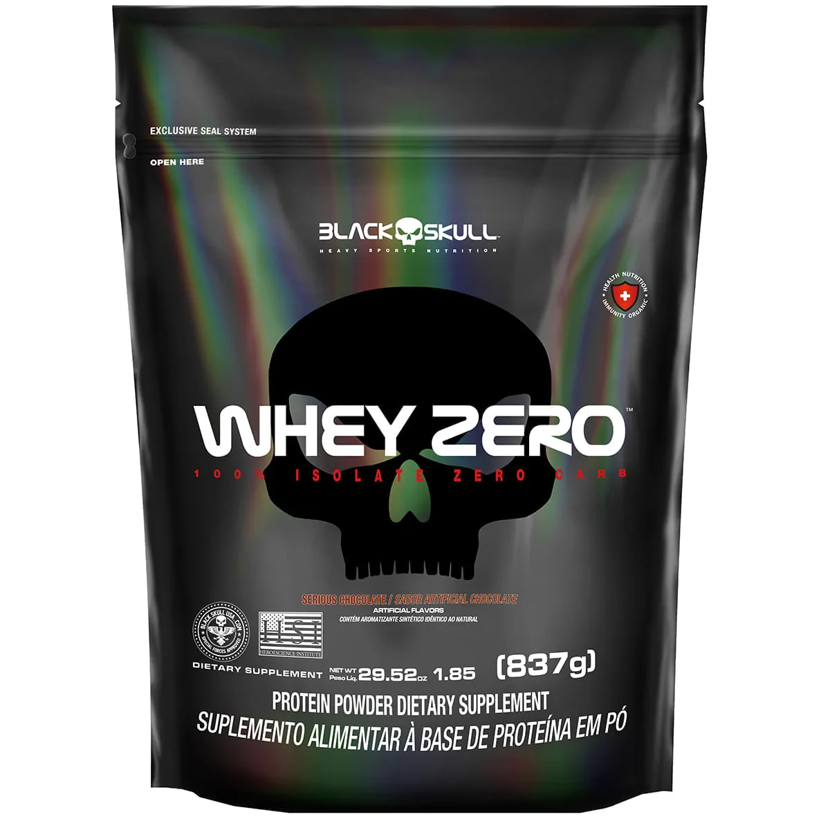 WHEY ZERO BLACK SKULL REFIL - 837G (WHEY PROTEIN ISOLADO) - REFIL WHEY ZERO CHOCOLATE - 837G