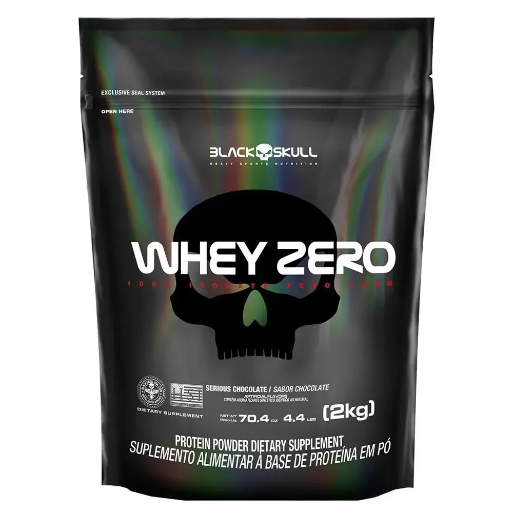 WHEY ZERO BLACK SKULL REFIL - 2KG (WHEY PROTEIN ISOLADO) - REFIL WHEY ZERO CHOCOLATE - 4.4 LBS/2 KG