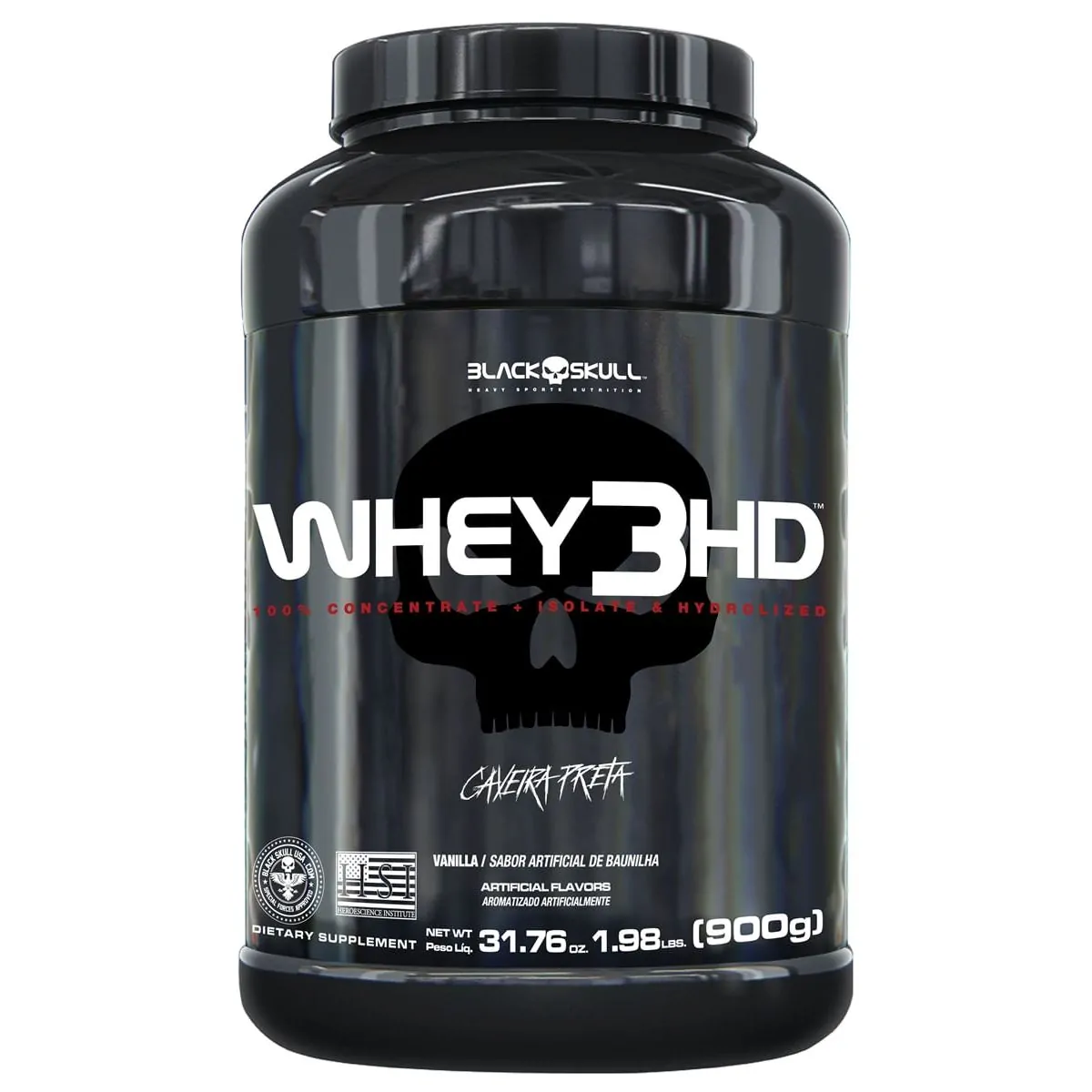 WHEY 3HD BLACK SKULL - 900G (WPC, WPI E WPH) - WHEY 3 HD BAUNILHA 900G