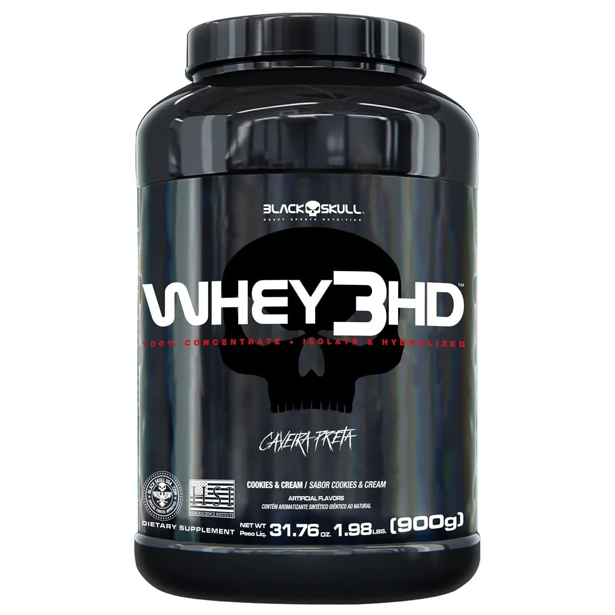 WHEY 3HD BLACK SKULL - 900G (WPC, WPI E WPH) - WHEY 3 HD COOKIES & CREAM 900G