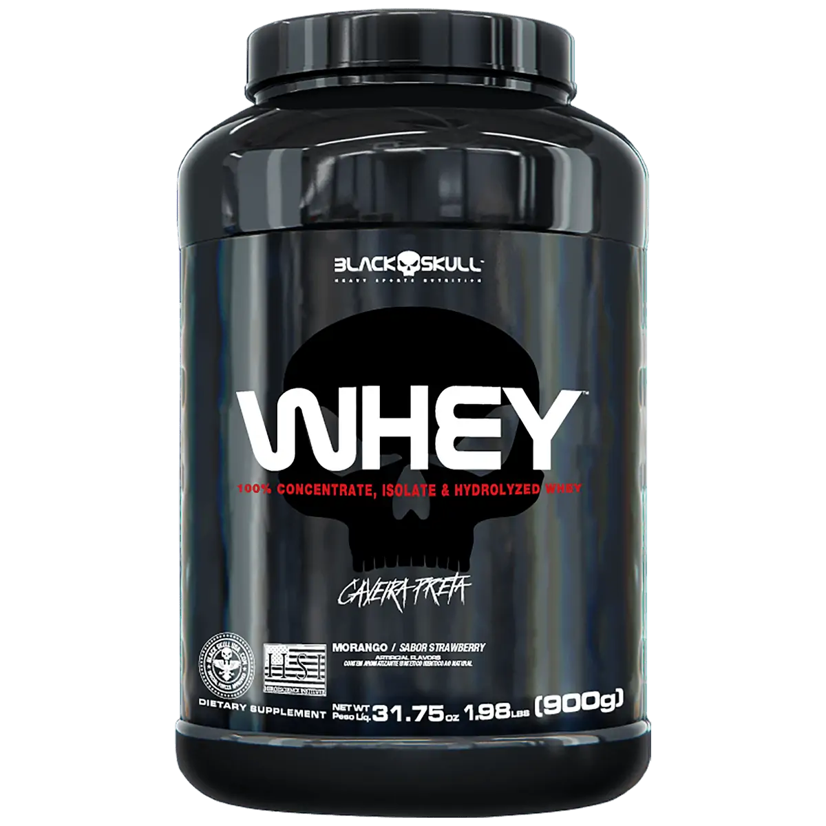 WHEY PROTEIN BLACK SKULL - 900G (WPI, WPC, WPH) - WHEY MORANGO 900G