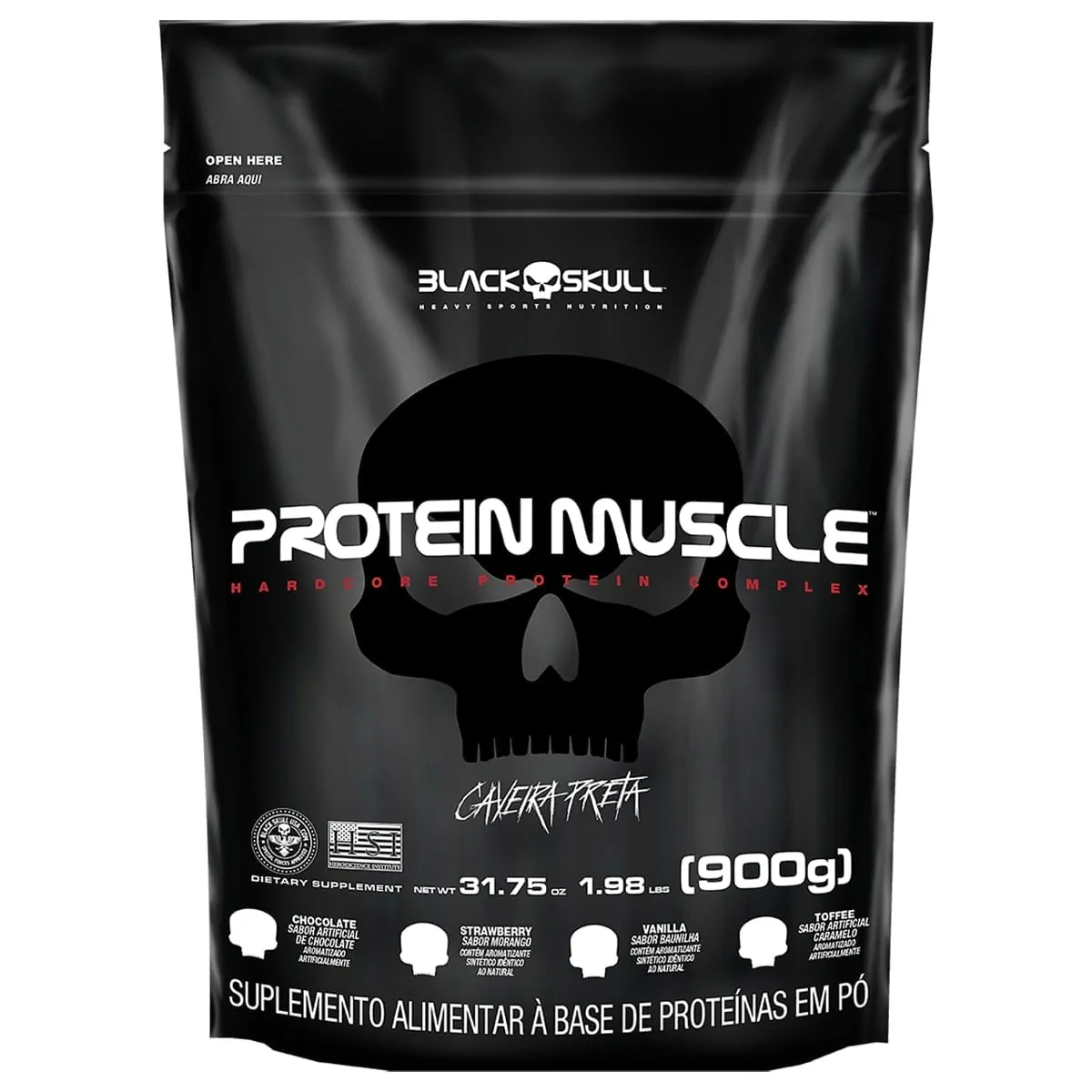 PROTEIN MUSCLE BLACK SKULL REFIL - 900G (BLEND PROTEÍNAS) - REFIL PROTEIN MUSCLE CHOCOLATE 900G