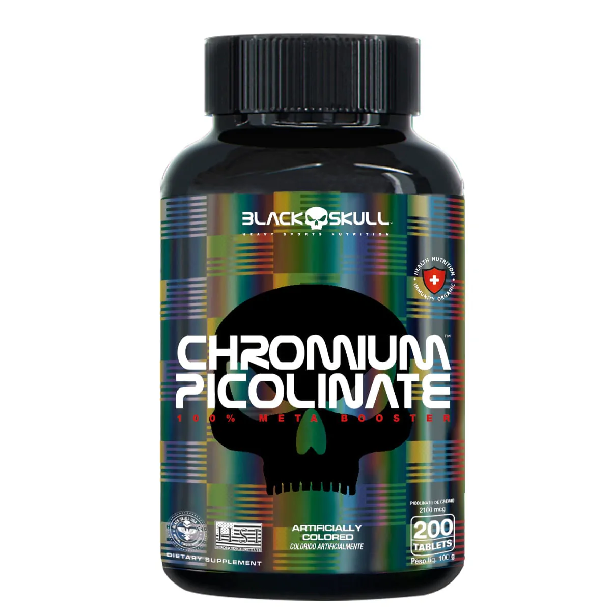 Cromo Black Skull Chromium Picolinate Frasco 200 Tabletes