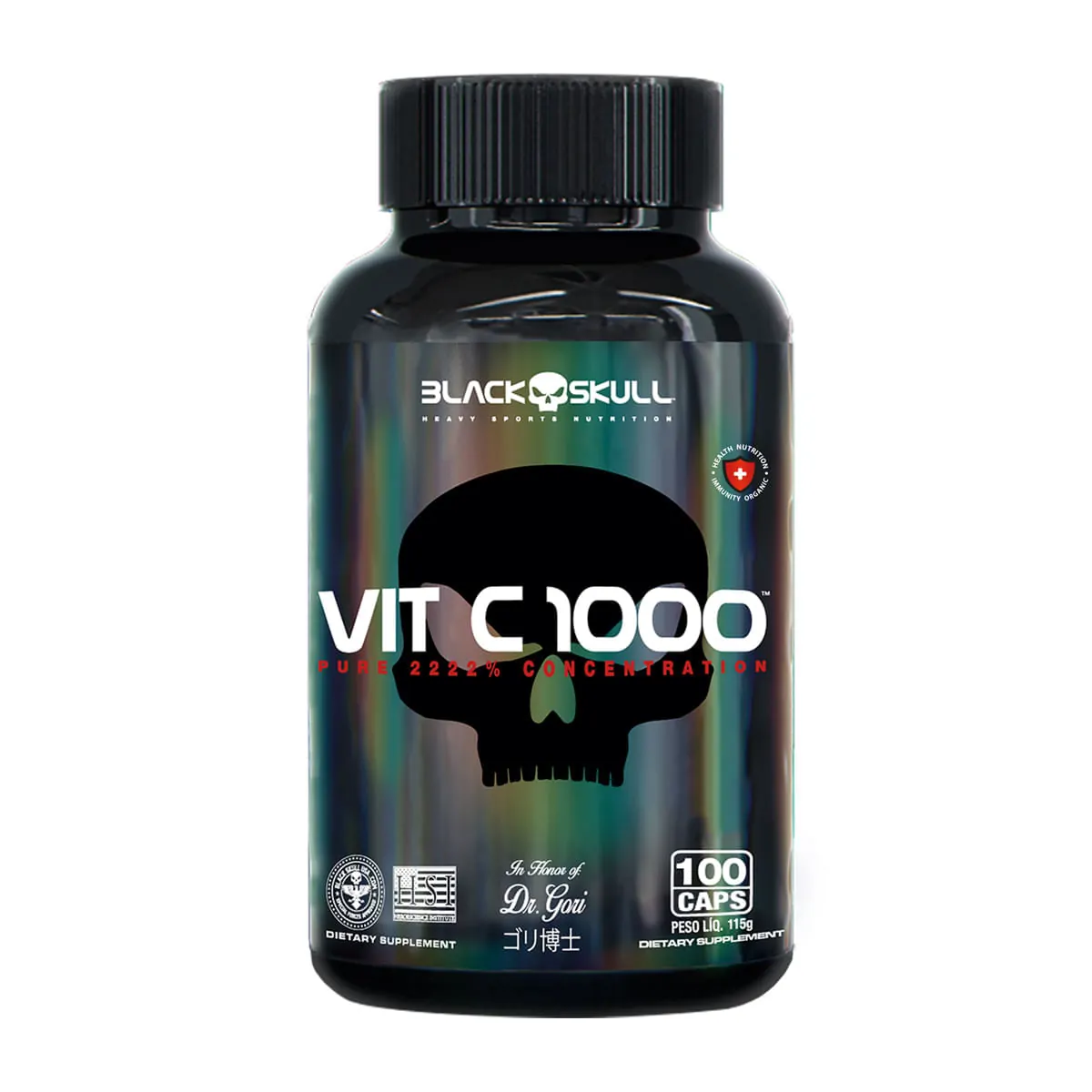 Vitamina C Sem Sabor Black Skull Vit C1000 Frasco 100 Cápsulas