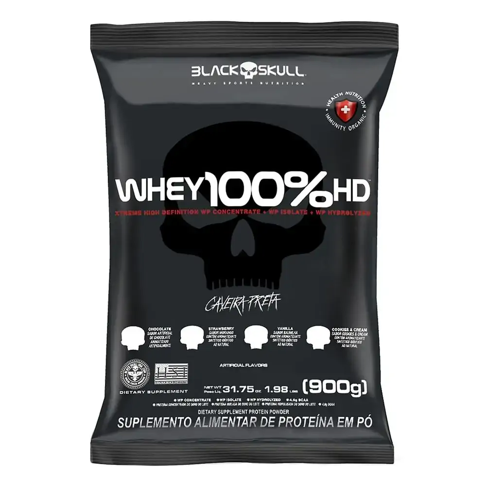 Whey 100 Hd Chocolate 900g Refil Black Skull