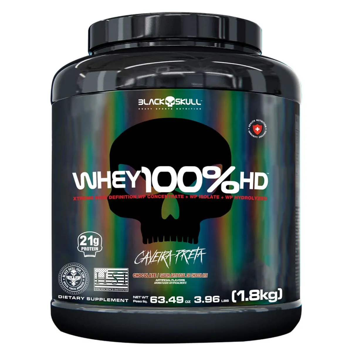 WHEY 100% HD BLACK SKULL - 1,8KG (WPC, WPI E WPH) - WHEY 100% HD CHOCOLATE 1,8KG