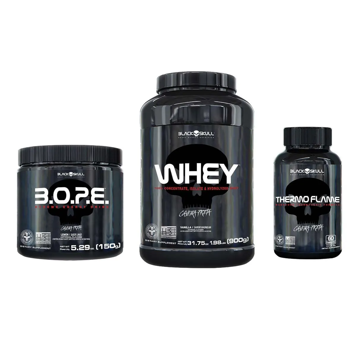KIT WHEY + PRÉ-TREINO BOPE + TERMOGÊNICO (BAUNILHA E LIMÃO)
