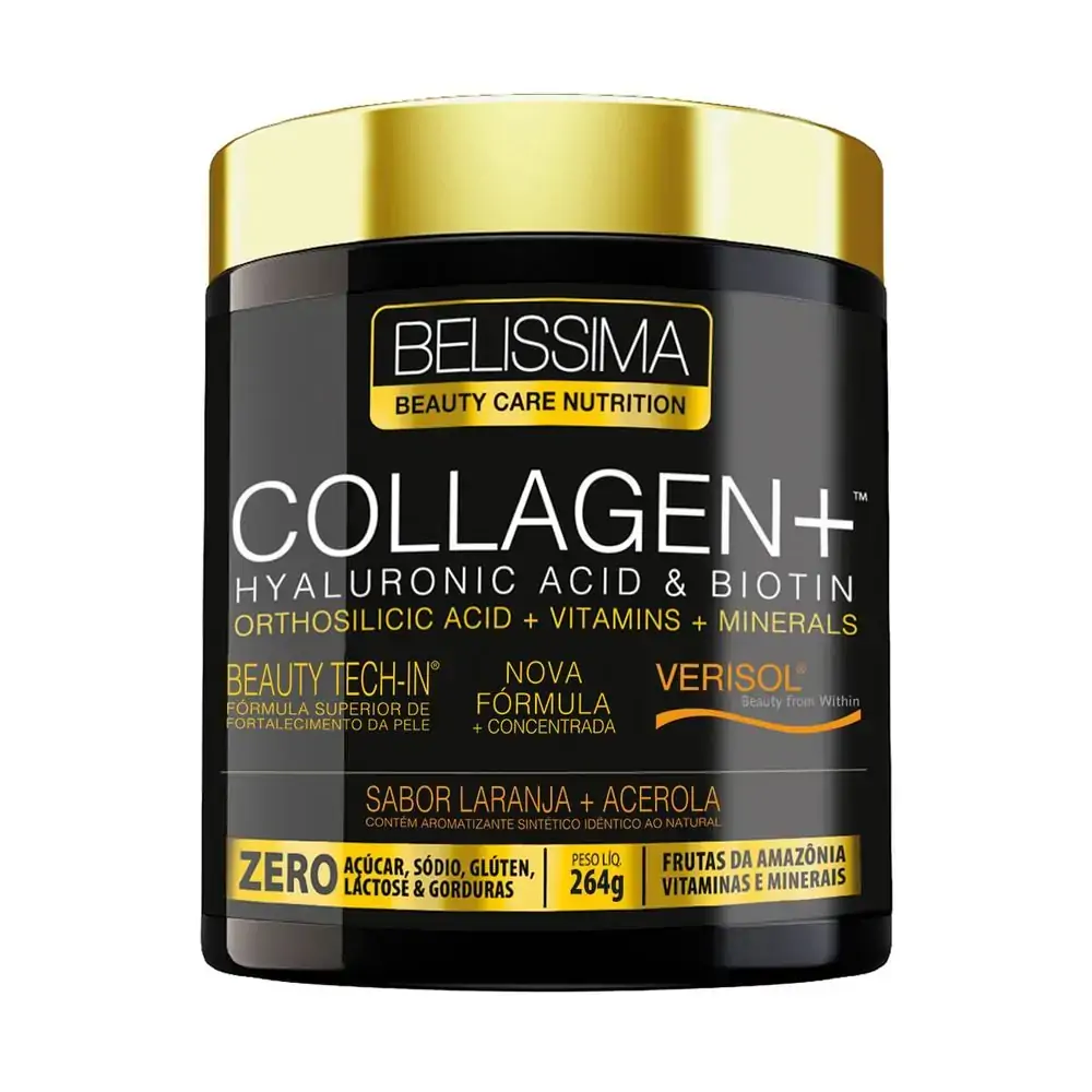 Colágeno Pó Laranja E Acerola Zero Lactose Belissima Pote 264g