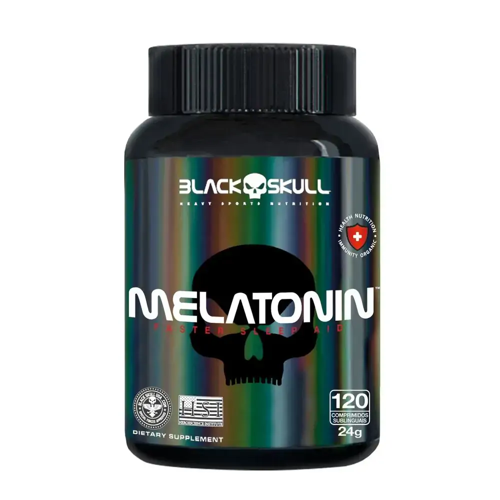 Melatonina Black Skull Melatonin Frasco 120 Comprimidos Sublinguais
