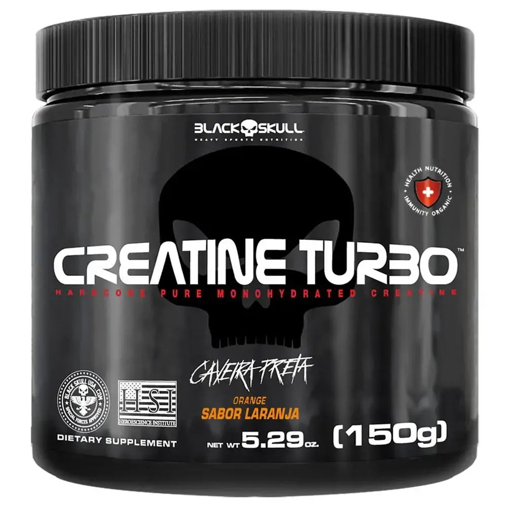 Creatina Pó Laranja Caveira Preta Black Skull Creatine Turbo Pote 150g