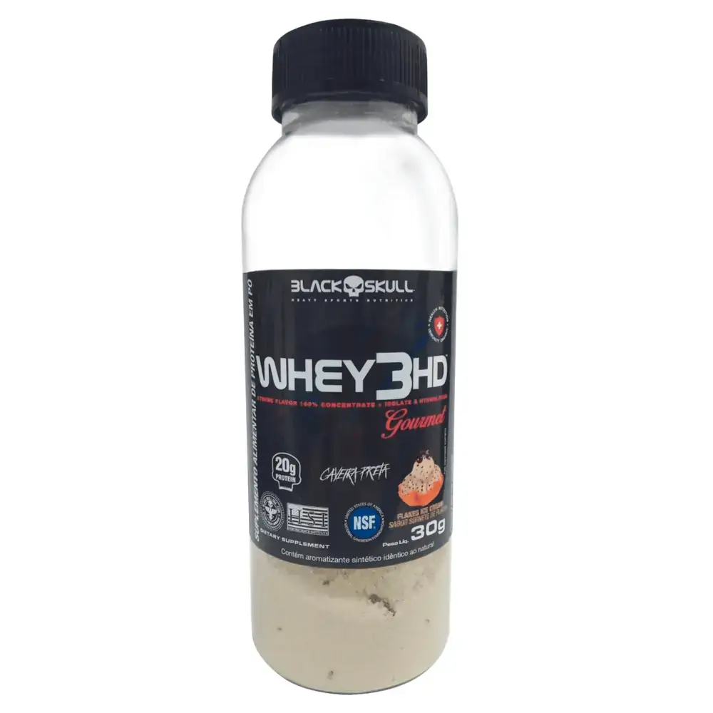 WHEY 3HD GOURMET GARRAFAS DOSE ÚNICA - WHEY 3HD GOURMET SORVETE DE FLOCOS GARRAFAS DOSE ÚNICA