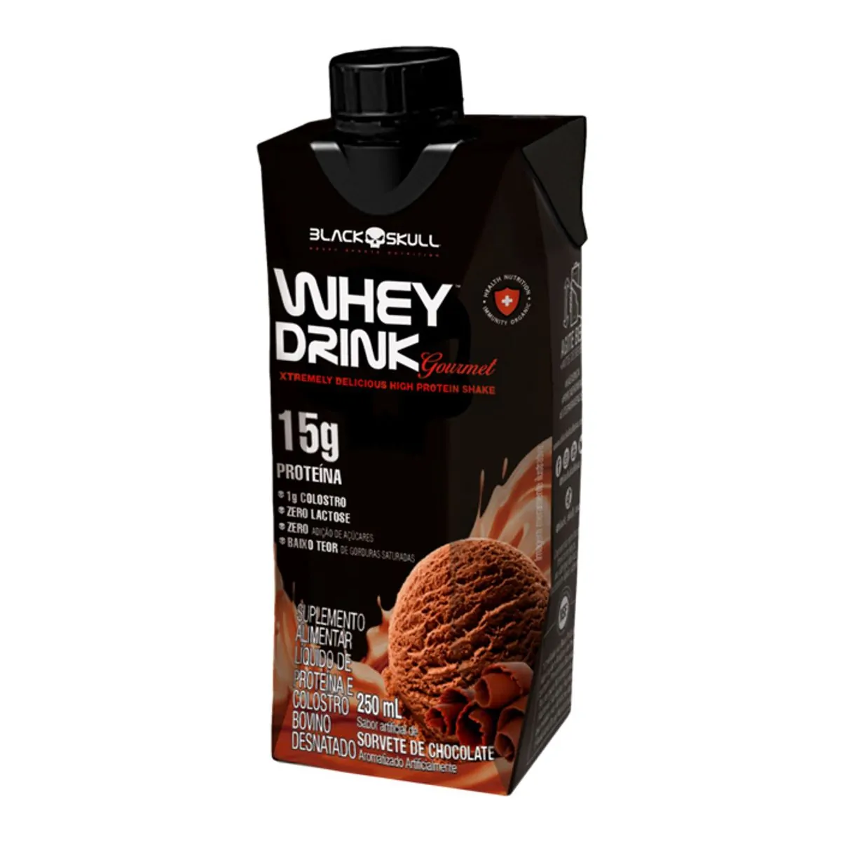 Whey Drink Gourmet Sorvete De Chocolate Black Skull 250ml