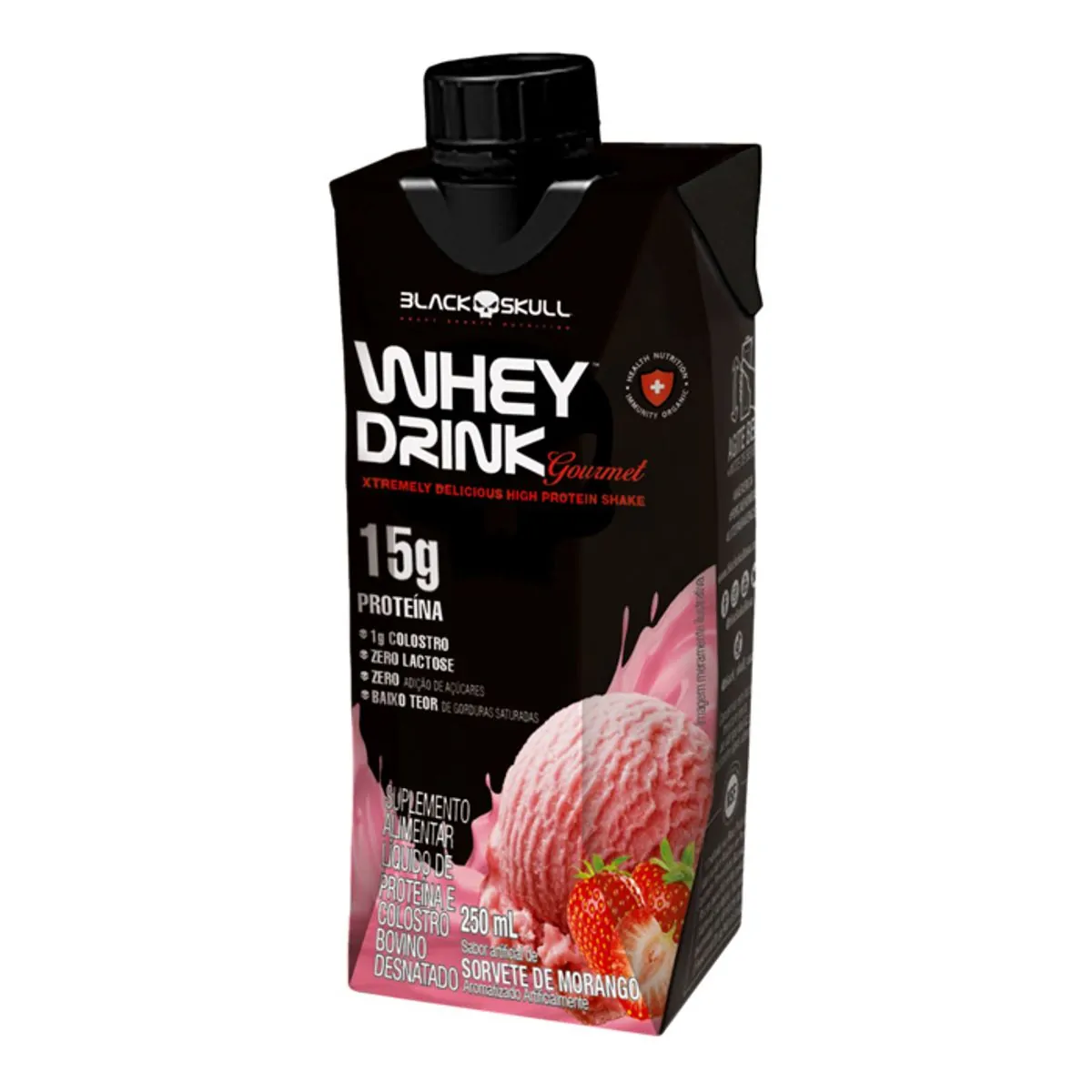 Black Skull Whey Drink Sorvete De Morango 250ml;