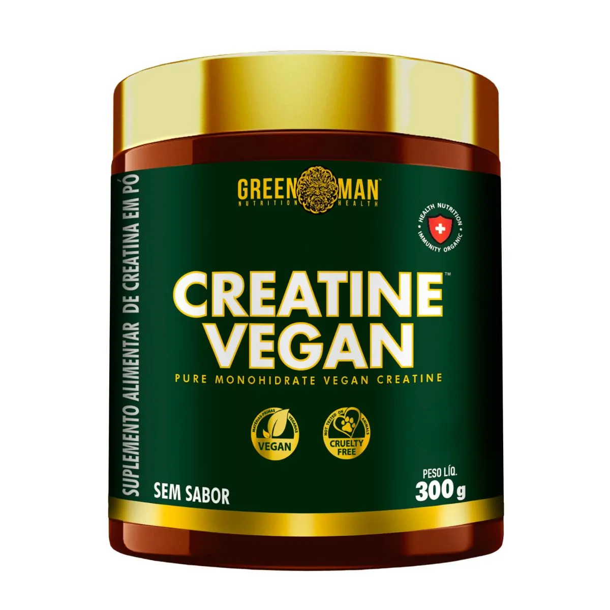 Creatine Vegan 300g Sem Sabor Green Man