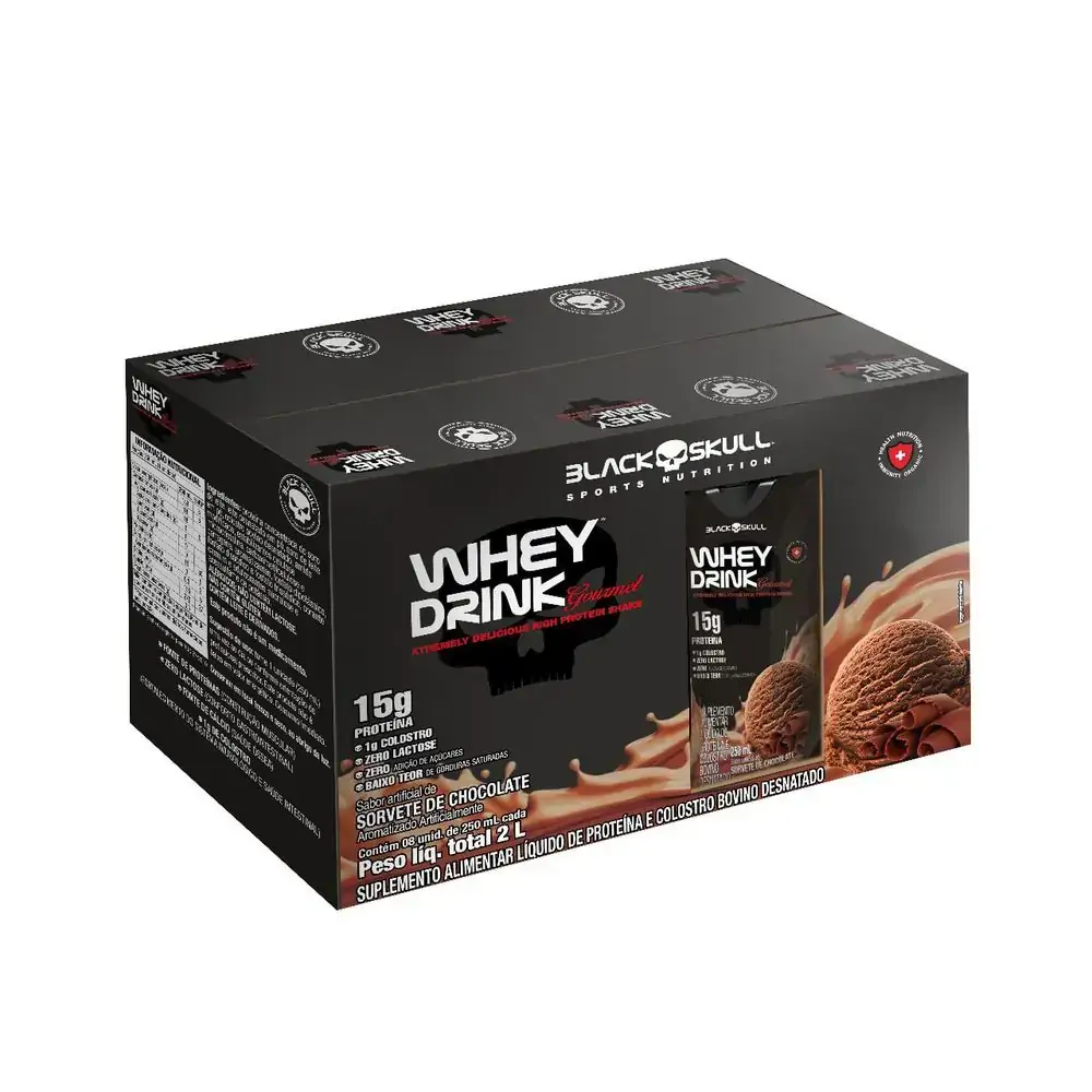 Bebida Láctea Whey Drink Gourmet Chocolate Blackskull 250ml