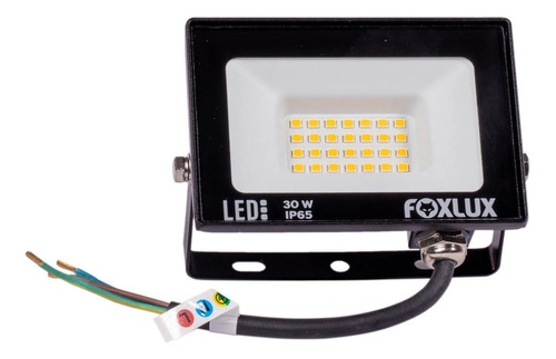 Refletor Led Foxlux 30w 3000k Bivolt Preto