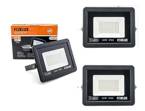 Kit 3 Refletor Led Foxlux 50w 6500k Bivolt
