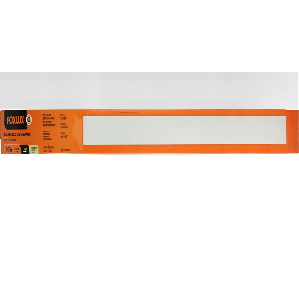 Painel Led Foxlux 36w Embutir 120x10cm 4000k Branco