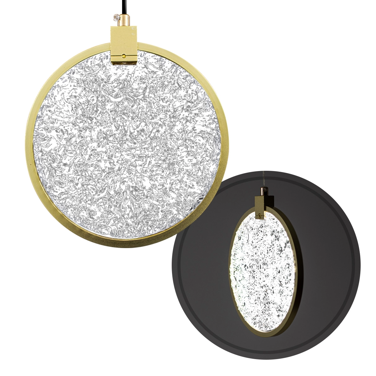 Pendente Disco Glowing Circle Dourado Led Multicor Morderno Lus-27 St3136
