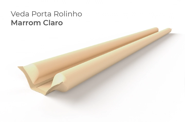 Veda Porta Rolinho 80cm Ajustável Em Couro Sintético E Espuma Comfort Door Marrom Claro