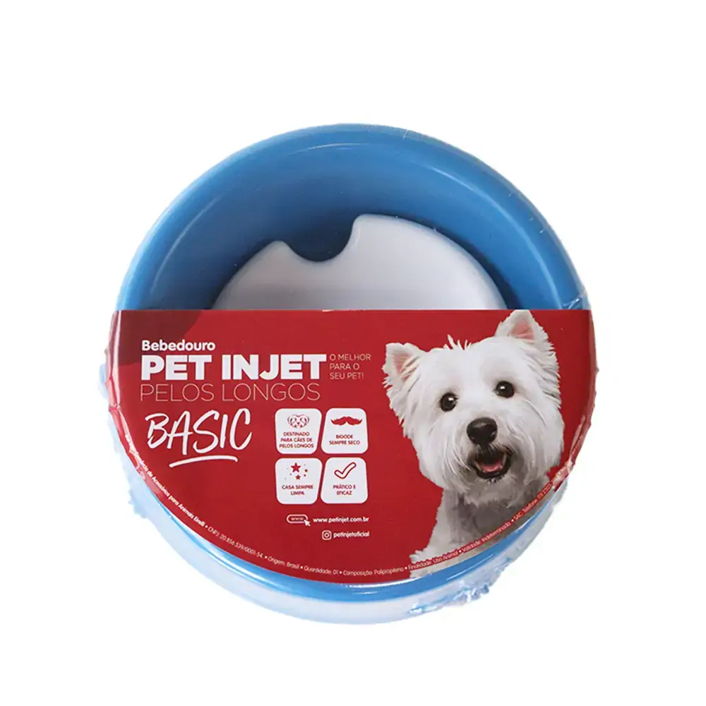 Bebedouro Pelos Longos Azul Basic 21263 Pet Injet