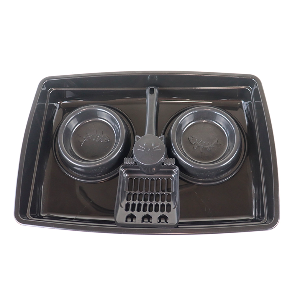 Kit De Bandeja Pet Injet Pop 4x1 Preto Para Gatos