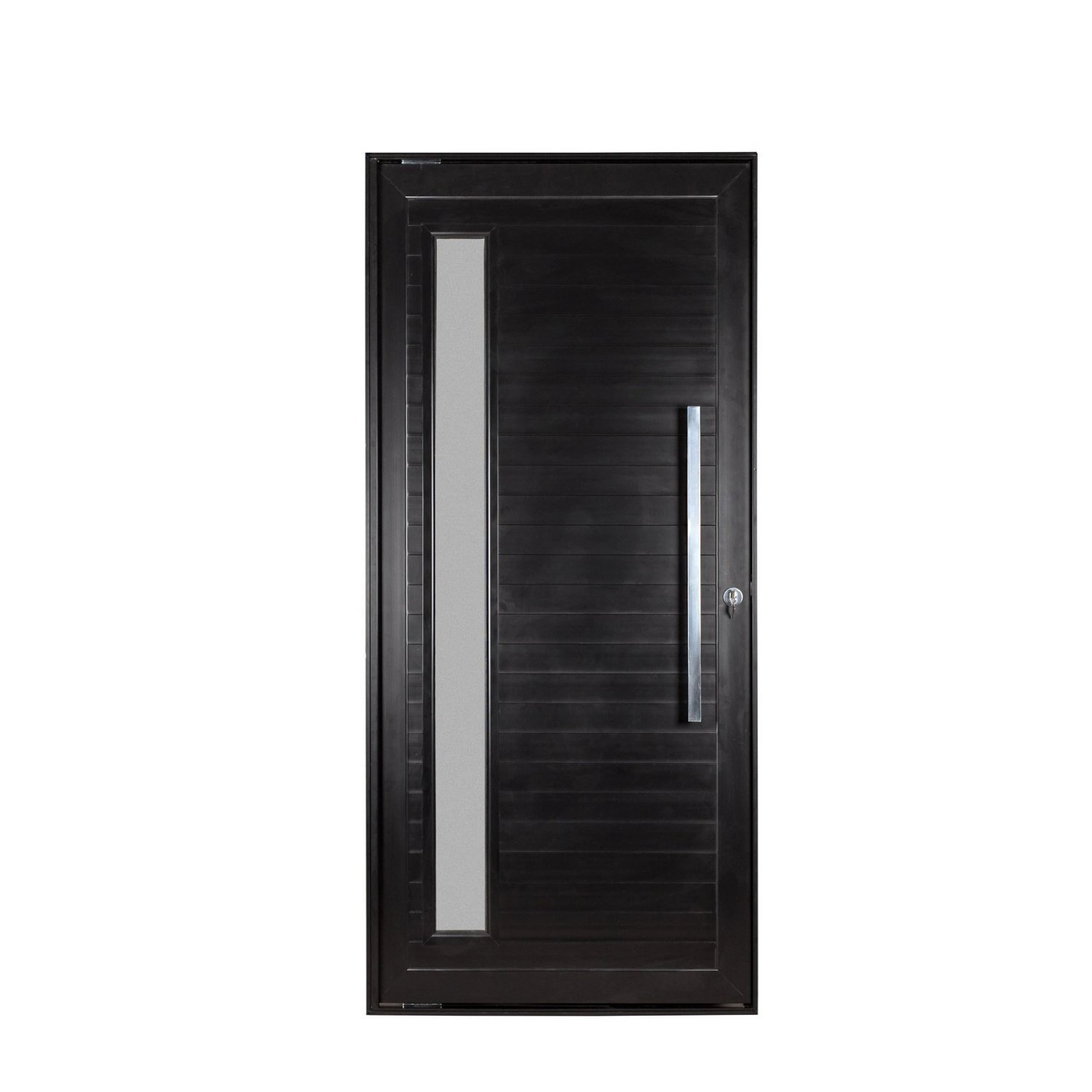 Porta Lambril Pivotante Com Puxador E Visor Topsul 220x100cm Esquadrisul Abertura Esquerda Preto