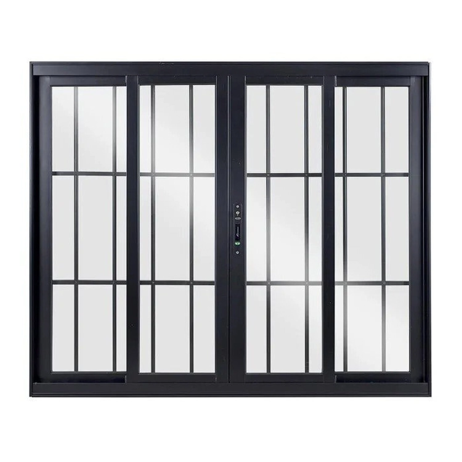 Janela De Aluminio De Correr 120x200cm 4 Folhas Com Vidro Liso Esquadrisul Preto