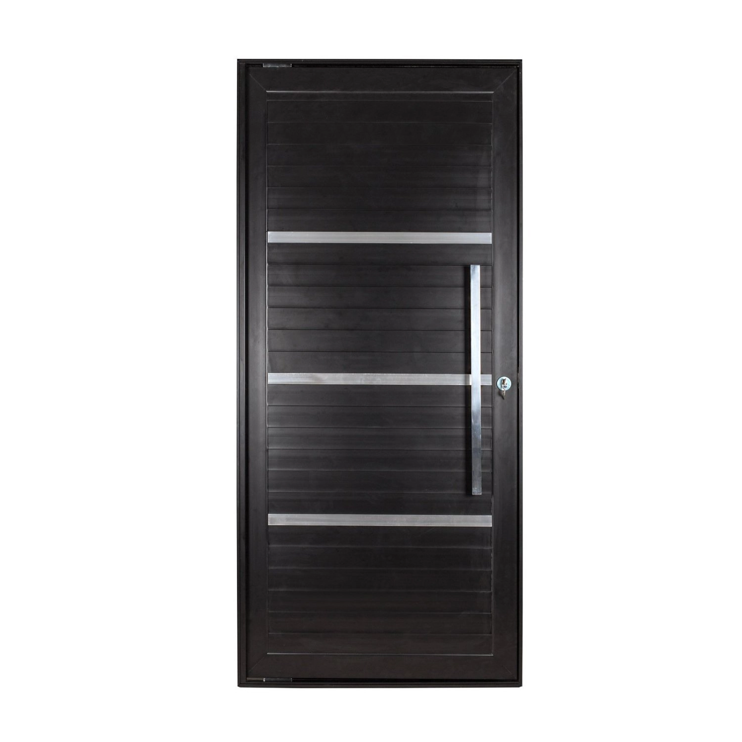 Porta Lambril Pivotante Com Puxador E Friso Direitatopsul 220x120cm Esquadrisul Preto
