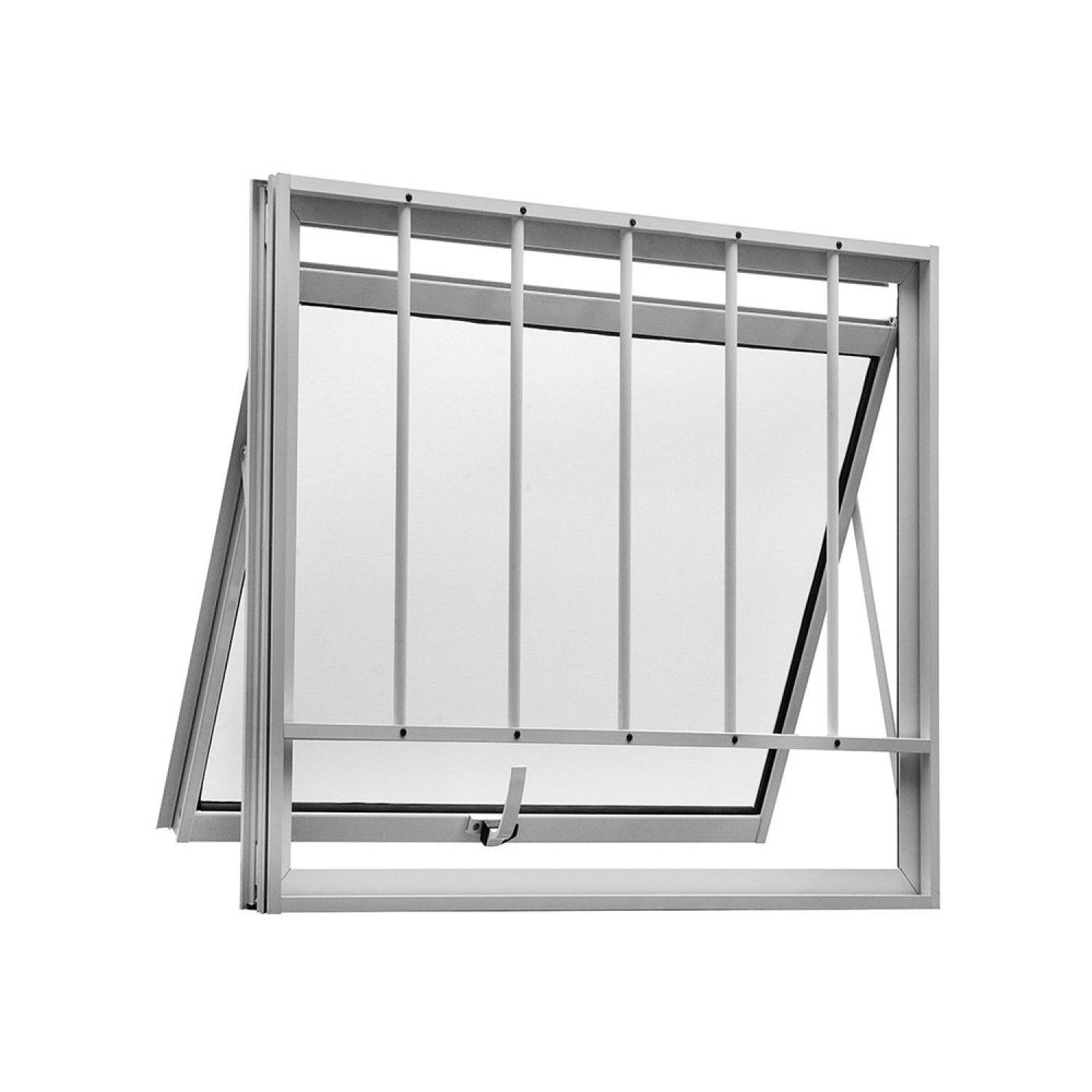 Janela Maxim-ar 1 Secção Central Topsul Vidro Mini Boreal Com Grade 80x60cm Esquadrisul Branco