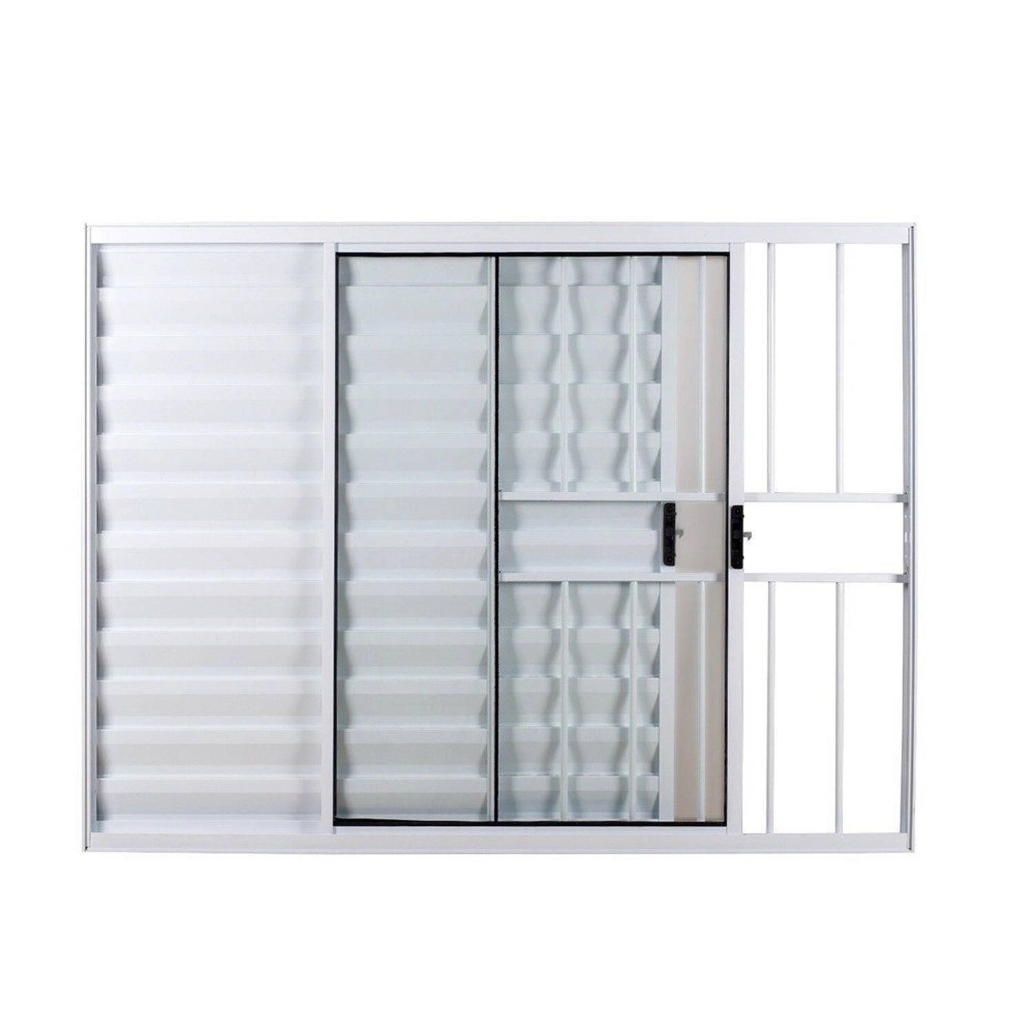Janela Veneziana 3 Folhas Móveis Com Grade Vidro Liso 100x150 Ecosul Esquadrisul Branco
