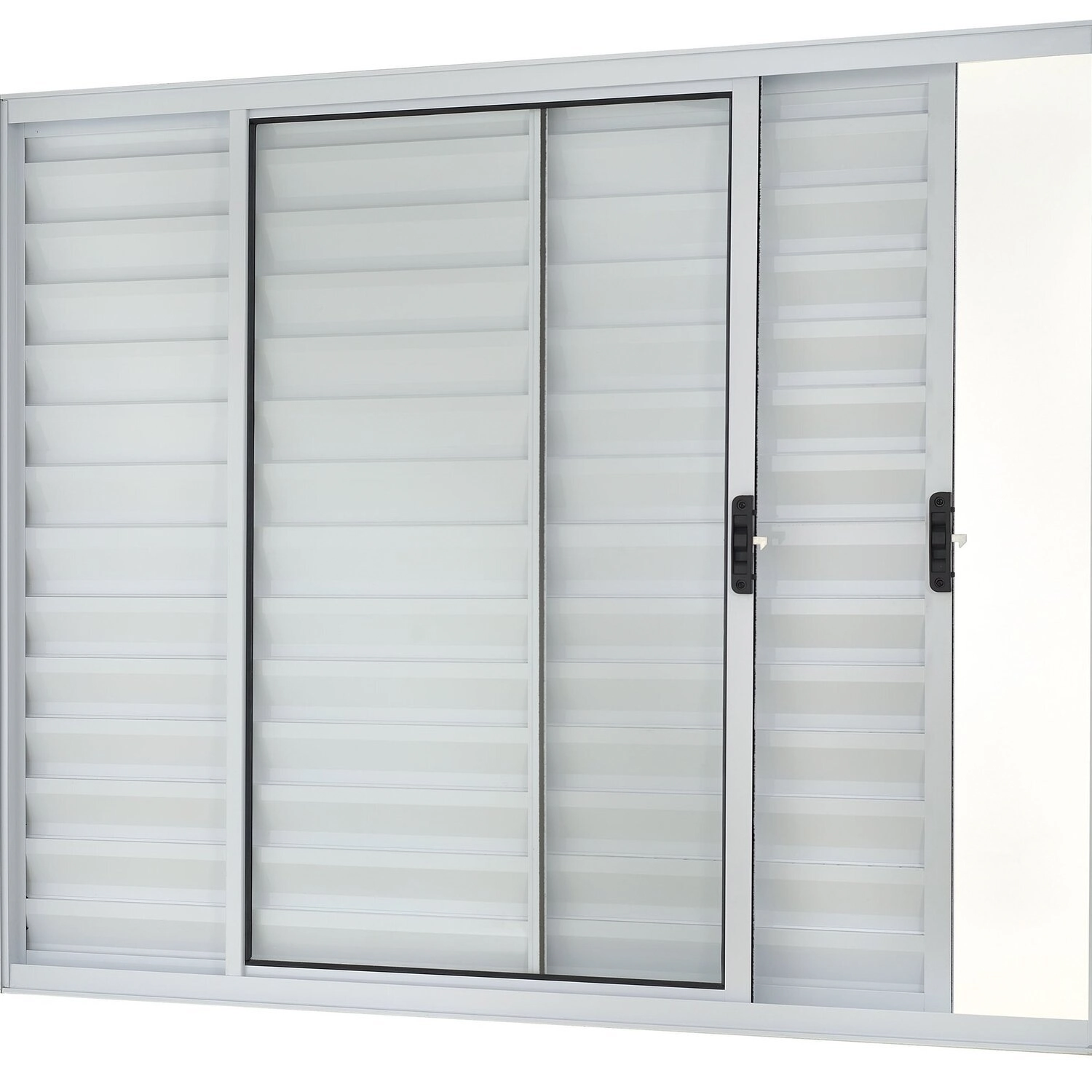 Janela Veneziana 3 Folhas Móveis Sem Grade Vidro Liso 100x100 Ecosul Esquadrisul Branco