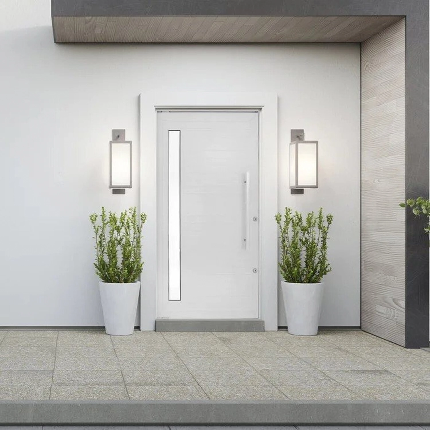 Porta De Aluminio Lambril Pivotante 220x90cm Com Puxador Branco