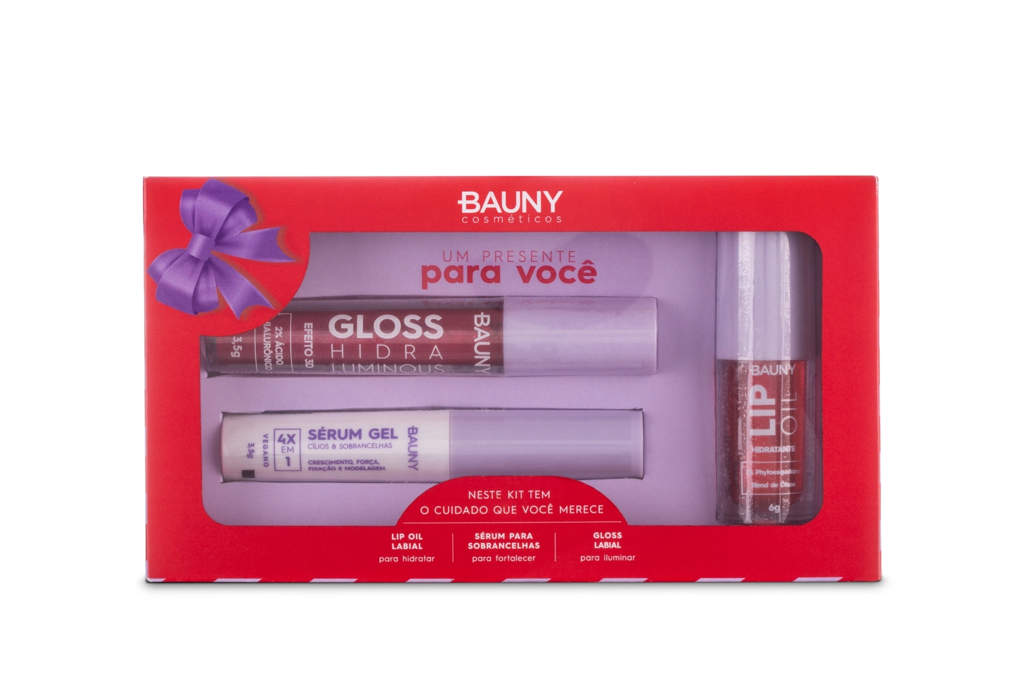 Kit Gloss Lip Oil Serum P/ Sobrancelhas Bauny Cosmeticos