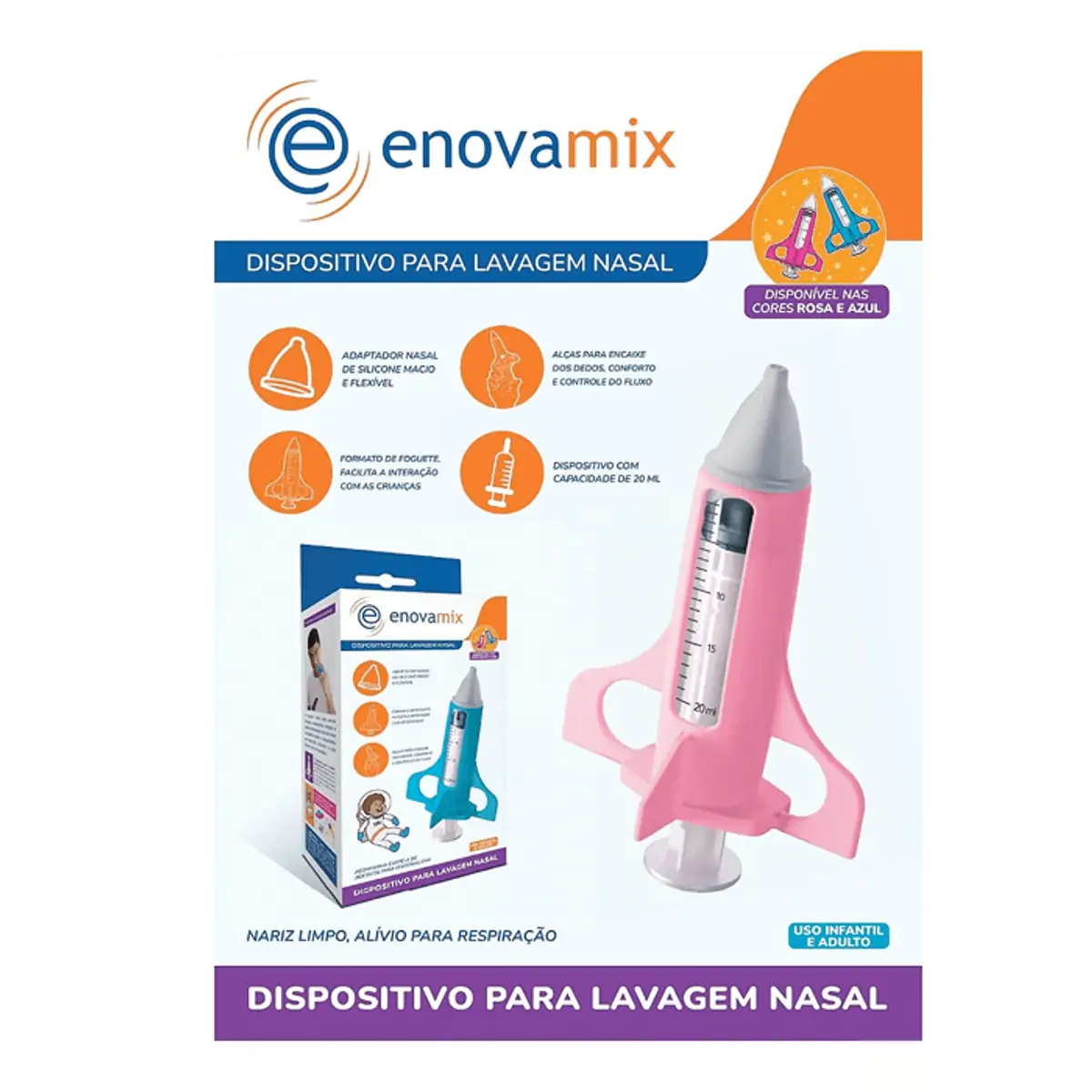 Dispositivo Para Lavagem Nasal Rosa Enovamix