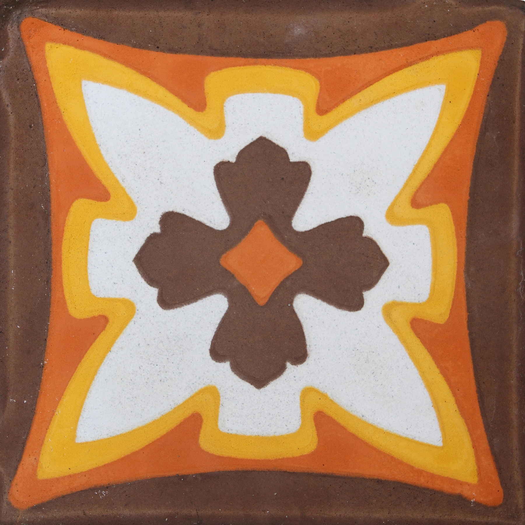 Ladrilho Hidráulico Quadrado Angelica 2 Marrom Branco 20x20cm Oficina Yby