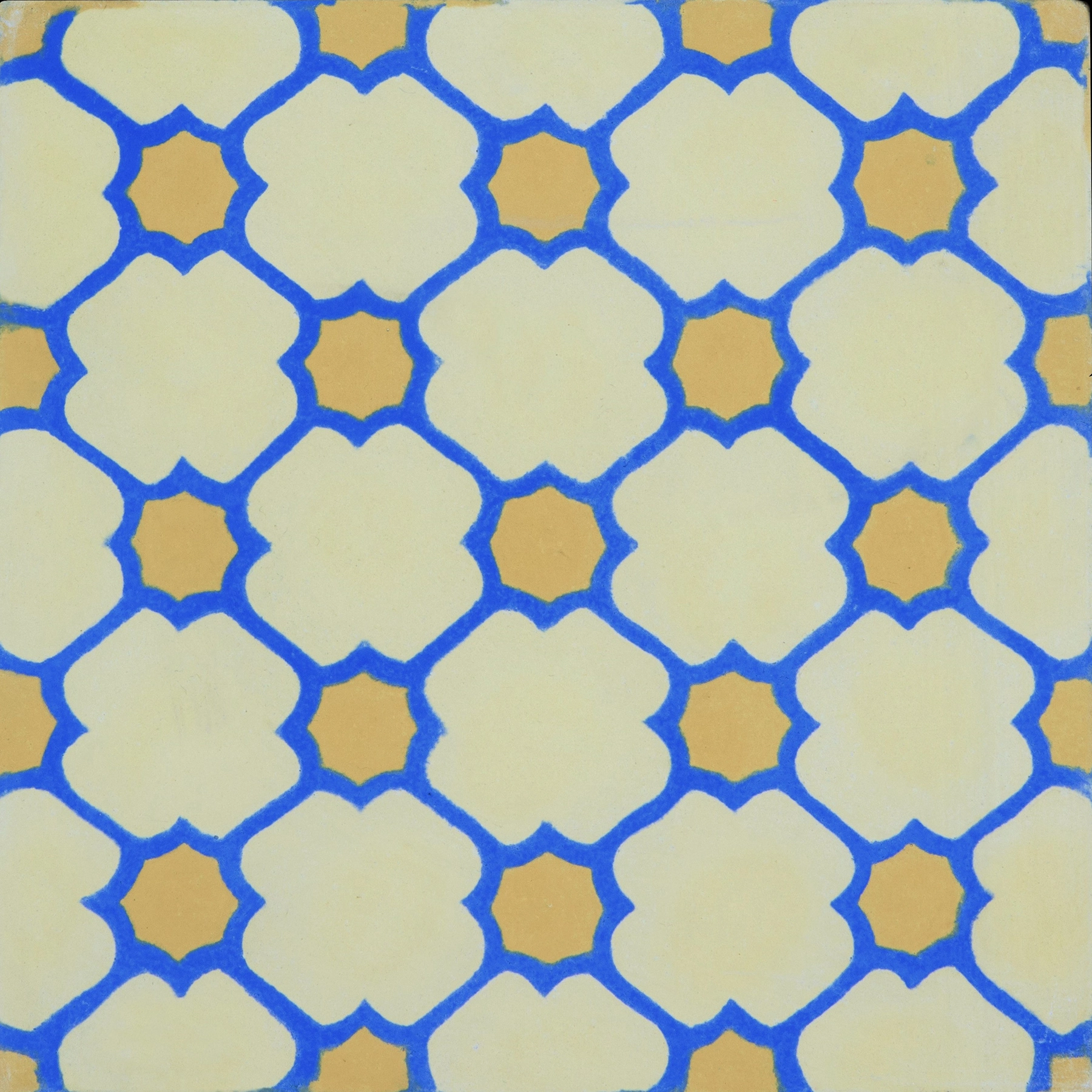 Ladrilho Hidráulico Quadrado Colmeia Amarelo E Azul 20x20cm Oficina Yby