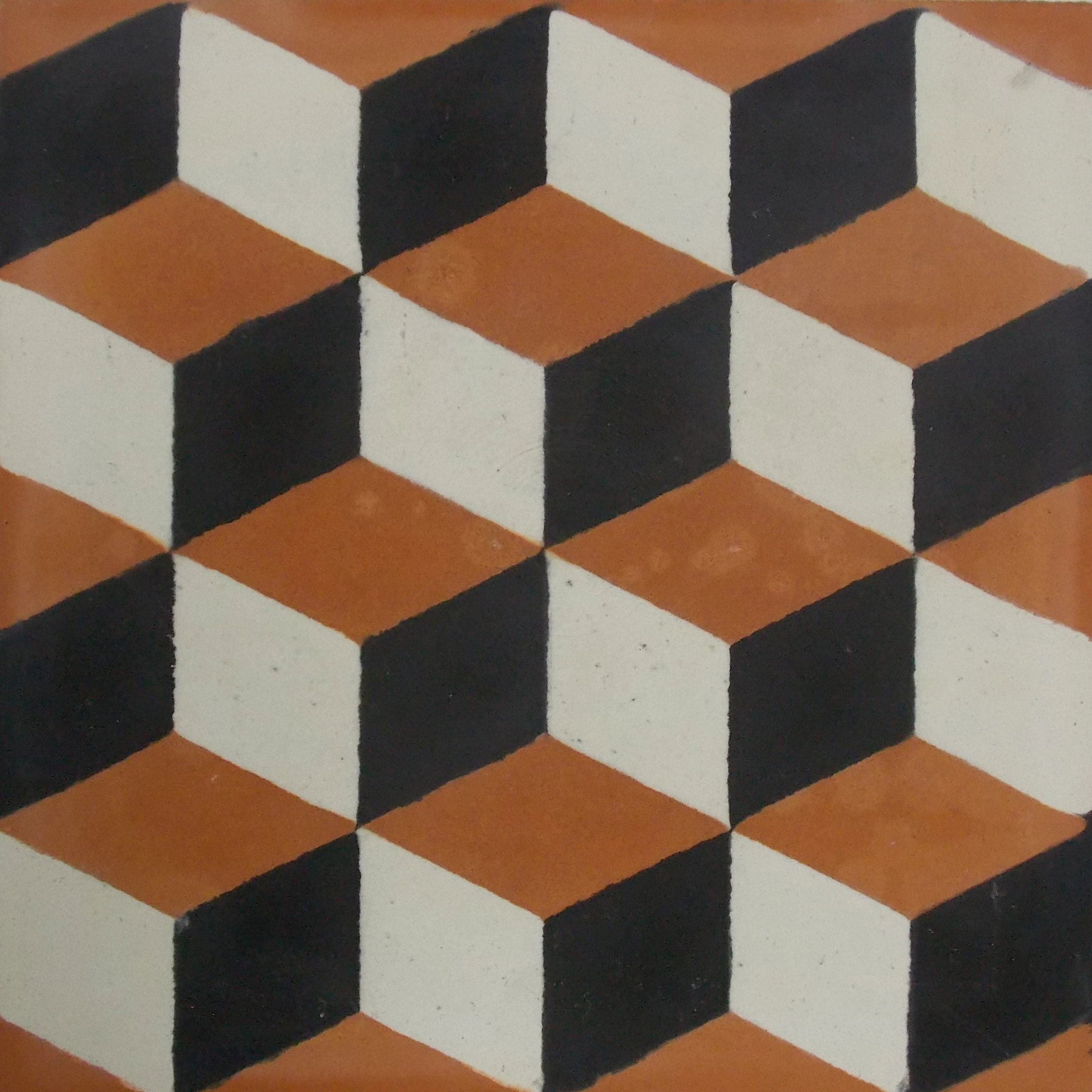 Ladrilho Hidráulico Quadrado Dados Preto E Terracota 20x20cm Oficina Yby