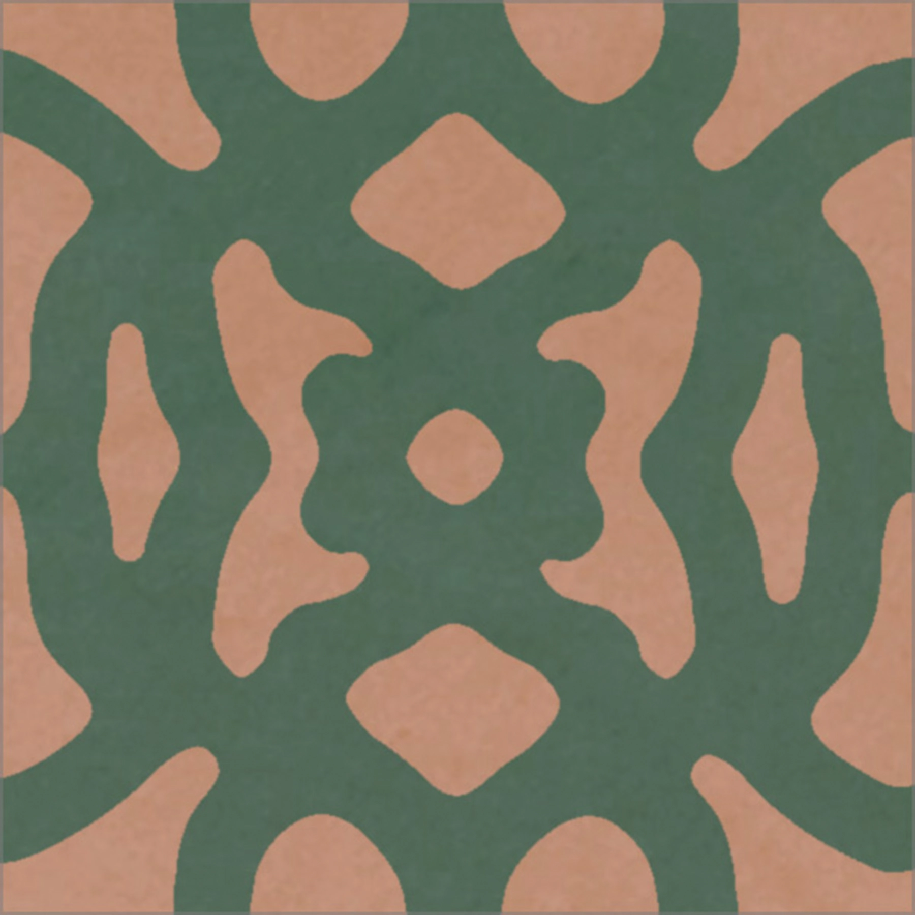 Ladrilho Hidráulico Quadrado Damasco Verde E Terracota 20x20cm Oficina Yby