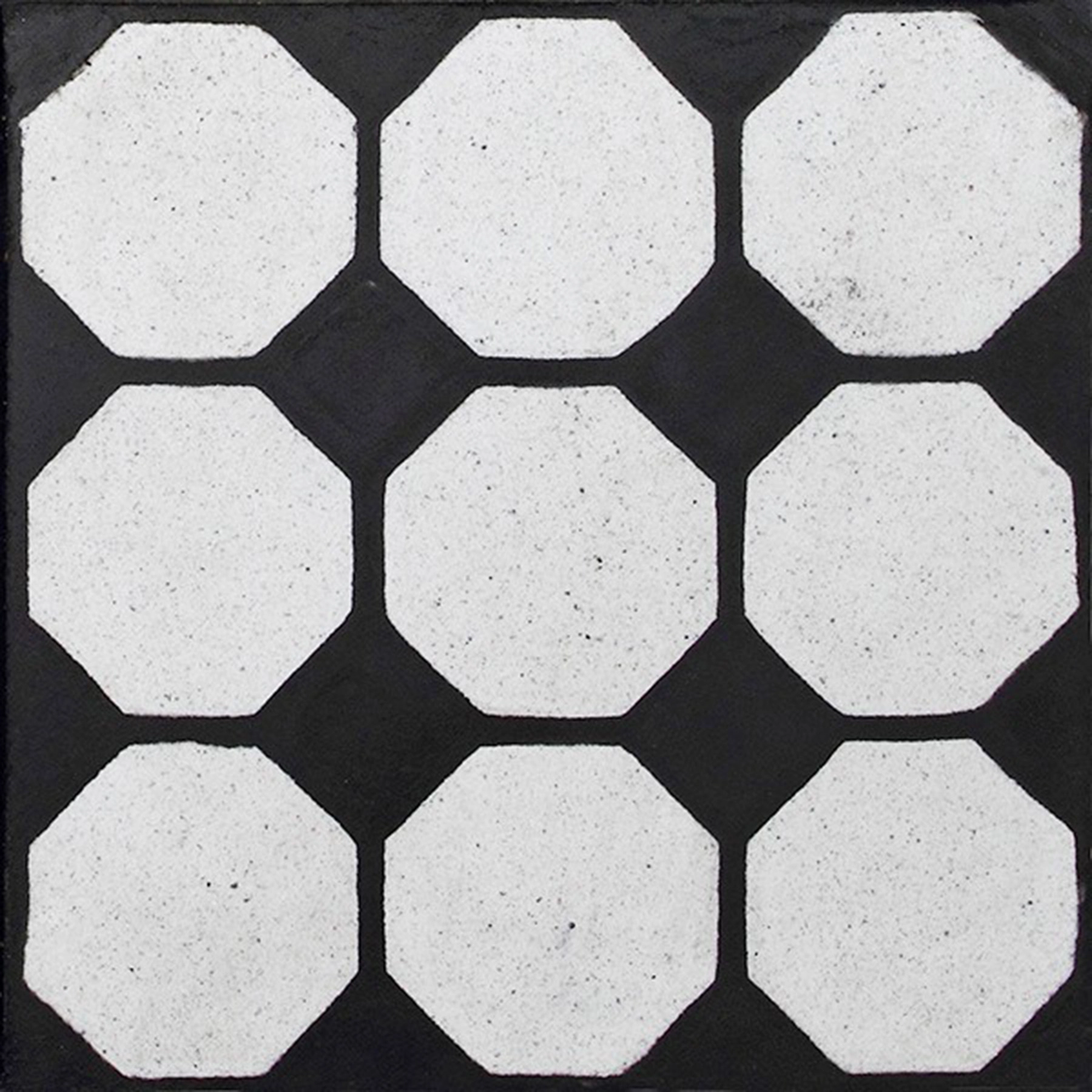 Ladrilho Hidráulico Quadrado Hexa Preto e Branco 20x20cm Oficina Yby