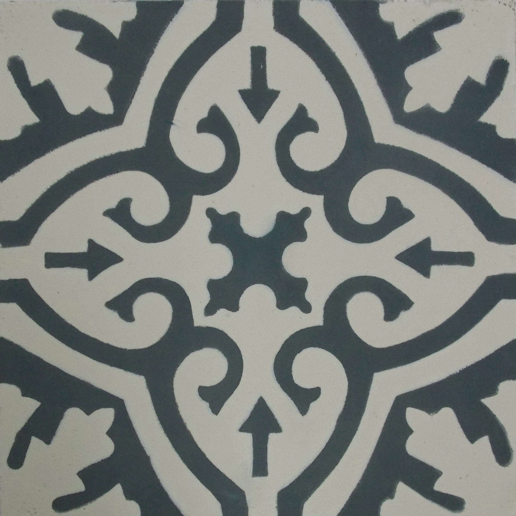 Ladrilho Hidráulico Quadrado PortuguesAzul e  Branco 20x20cm Oficina Yby