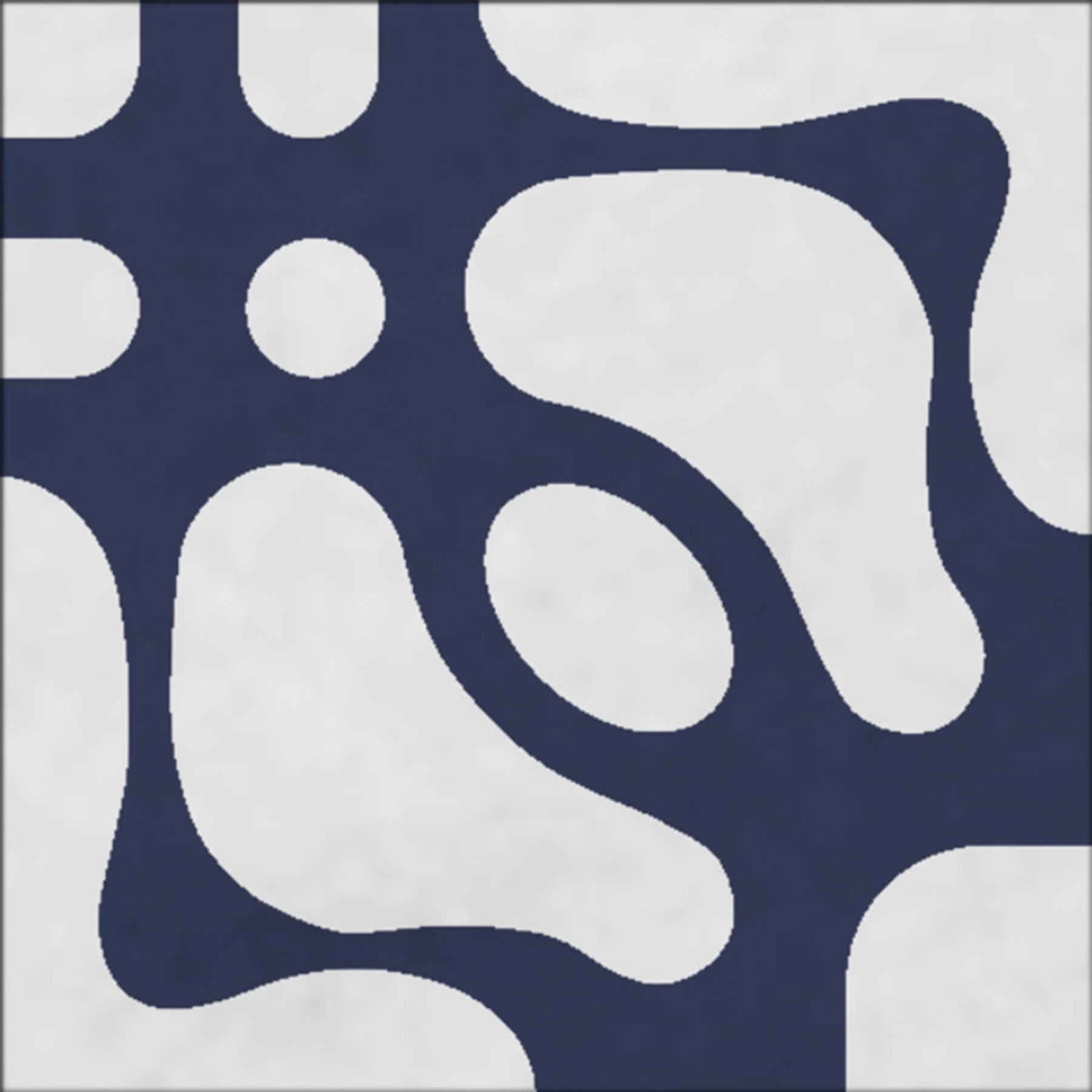 Ladrilho Hidráulico Quadrado Organic Azul e Branco 20x20cm Oficina Yby