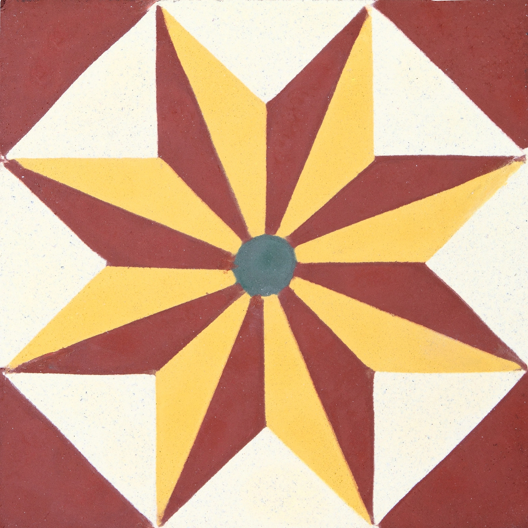 Ladrilho Hidráulico Quadrado Catavento Vermelho E Bege 20x20cm Oficina Yby