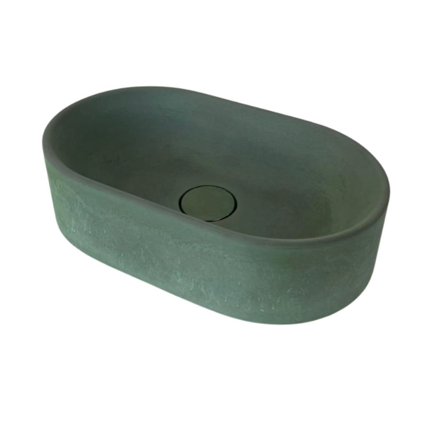 Cuba de Apoio em Cimento Oval Verde 12,5x43cm Yby Decor
