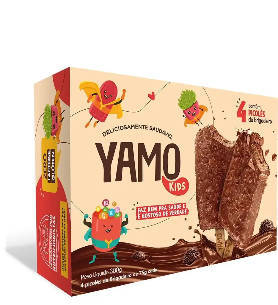 Pack 4x 75g Picolé Infantil Brigadeiro Yamo 300g