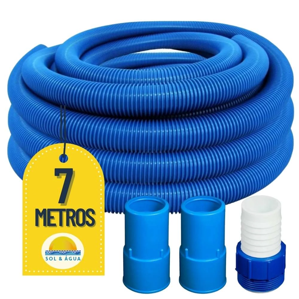 Mangueira Para Limpeza De Piscinas Flexível Flutuante 07 Metros Com 02 Ponteiras E 01 Adaptador Para Aspiração