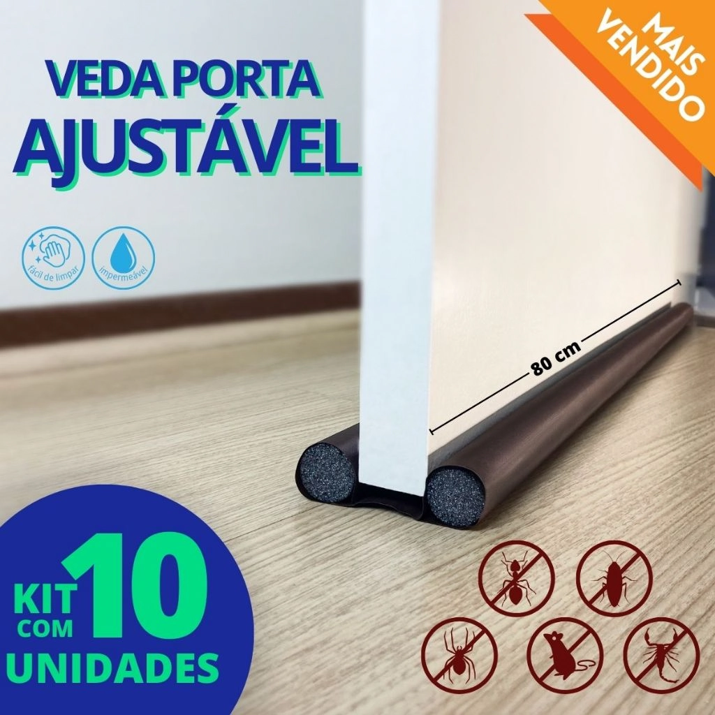 Kit 10 Unidades Veda Porta Protetor Impermeável 80cm Marrom